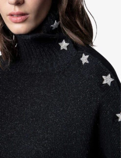 Zadig & Voltaire Alma Contrast Button Cashmere Jumper -Whistlkes Style R03909920 NOIR ALT04