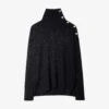 Zadig & Voltaire Alma Contrast Button Cashmere Jumper -Whistlkes Style R03909920 NOIR M