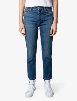 Zadig & Voltaire Mamma Straight-leg Mid-rise Stretch-denim Jeans -Whistlkes Style R03910623 MEDIUMBLUE ALT04