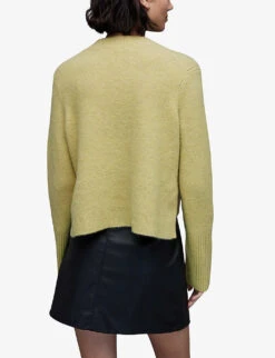 AllSaints Wick Fluffy Knitted Jumper -Whistlkes Style R03924306 PISTACHIOGREE ALT03