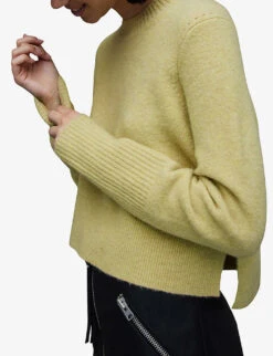 AllSaints Wick Fluffy Knitted Jumper -Whistlkes Style R03924306 PISTACHIOGREE ALT04