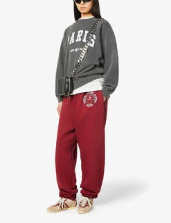 ANINE BING Ramona Brand-print Organic-cotton Jersey Sweatshirt -Whistlkes Style R03927570 WASHEDBLACK ALT01