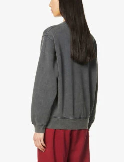 ANINE BING Ramona Brand-print Organic-cotton Jersey Sweatshirt -Whistlkes Style R03927570 WASHEDBLACK ALT03