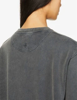 ANINE BING Ramona Brand-print Organic-cotton Jersey Sweatshirt -Whistlkes Style R03927570 WASHEDBLACK ALT04