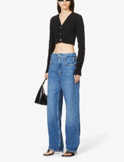 GOOD AMERICAN Good ‘90s Straight-leg High-rise Cotton-blend Denim Jeans -Whistlkes Style R03930108 BLUE541 ALT01