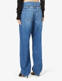 GOOD AMERICAN Good ‘90s Straight-leg High-rise Cotton-blend Denim Jeans -Whistlkes Style R03930108 BLUE541 ALT03