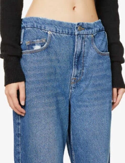 GOOD AMERICAN Good ‘90s Straight-leg High-rise Cotton-blend Denim Jeans -Whistlkes Style R03930108 BLUE541 ALT04