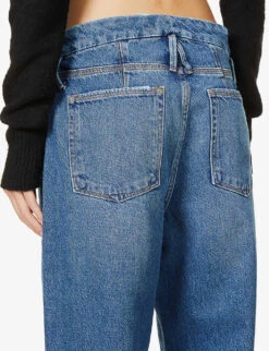 GOOD AMERICAN Good ‘90s Straight-leg High-rise Cotton-blend Denim Jeans -Whistlkes Style R03930108 BLUE541 ALT05