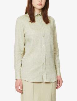 The Boyfriend Long-sleeved Organic-linen Shirt -Whistlkes Style R03935324 SAGEGREEN ALT02