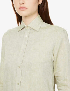 The Boyfriend Long-sleeved Organic-linen Shirt -Whistlkes Style R03935324 SAGEGREEN ALT04