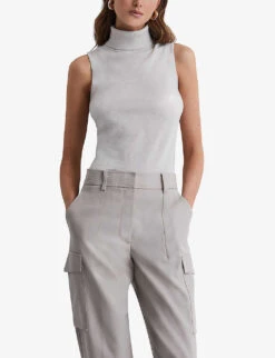 Reiss Edna Sleeveless Wool Jumper -Whistlkes Style R03936916 STONE ALT02