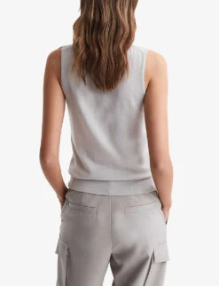 Reiss Edna Sleeveless Wool Jumper -Whistlkes Style R03936916 STONE ALT03