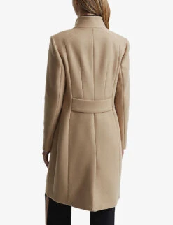 Reiss Mia Asymmetric-front Wool-blend Coat -Whistlkes Style R03939119 CAMEL ALT03