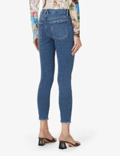 GOOD AMERICAN Good Legs Cropped Slim-leg Mid-rise Stretch-denim Jeans -Whistlkes Style R03939749 INDIGO149 ALT03