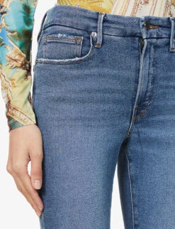 GOOD AMERICAN Good Legs Cropped Slim-leg Mid-rise Stretch-denim Jeans -Whistlkes Style R03939749 INDIGO149 ALT04