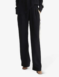 Reiss Aria Wide-leg High-rise Woven Trousers -Whistlkes Style R03942112 BLACK ALT02