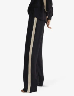 Reiss Aria Wide-leg High-rise Woven Trousers -Whistlkes Style R03942112 BLACK ALT04