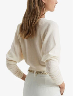 Reiss Jolie V-neck Wool-blend Jumper -Whistlkes Style R03942183 CREAM ALT03