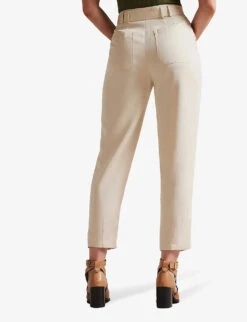 Ted Baker Ninette High-rise Carrot-leg Woven Trousers -Whistlkes Style R03955951 IVORY ALT02