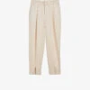 Ted Baker Ninette High-rise Carrot-leg Woven Trousers -Whistlkes Style R03955951 IVORY M