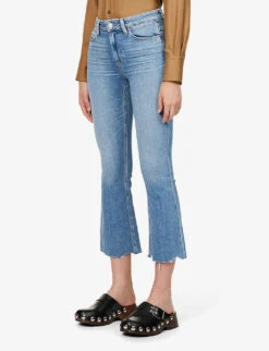 Paige Colette Cropped Flared High-rise Stretch-denim Jeans -Whistlkes Style R03958050 MELDISTRESSEDLIVEHEM ALT02