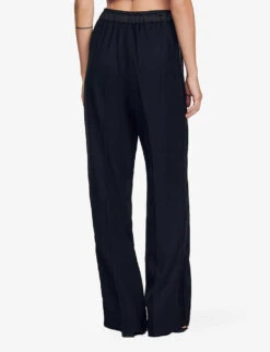 Sandro Gallo Wide-leg Side-stripe Woven Trousers -Whistlkes Style R03962634 NOIRGRIS ALT03