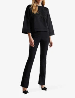 Ted Baker Merdeth Embellished Woven Sweatshirt -Whistlkes Style R03971490 BLACK ALT01