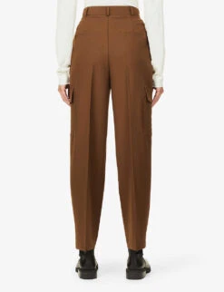 Maesa Straight-leg High-rise Stretch-woven Trousers -Whistlkes Style R03974294 BROWN ALT03