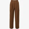 Maesa Straight-leg High-rise Stretch-woven Trousers -Whistlkes Style R03974294 BROWN M