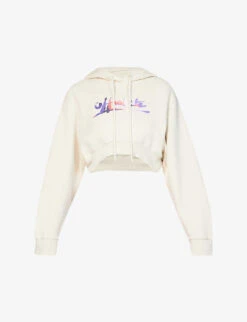 Readymade Logo-print Cropped Cotton-jersey Hoody