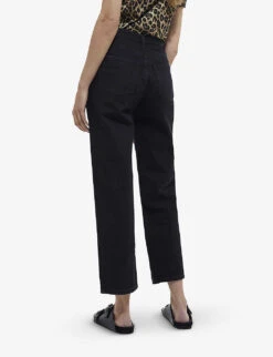 THE KOOPLES Straight-leg Cropped Mid-rise Jeans -Whistlkes Style R03977039 BLA55 ALT02
