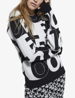 THE KOOPLES Logo-print Cotton-jersey Sweatshirt -Whistlkes Style R03977085 BLA09 ALT02