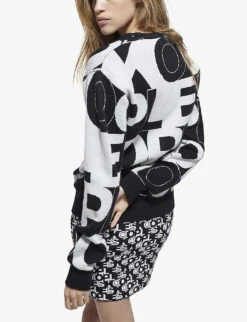 THE KOOPLES Logo-print Cotton-jersey Sweatshirt -Whistlkes Style R03977085 BLA09 ALT03