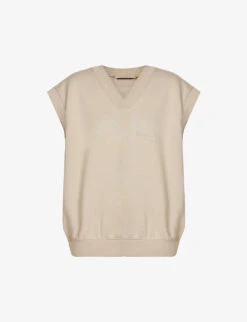 ESSENTIALS V-neck Brand-badge Cotton-blend Top