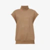ESSENTIALS High-neck Brand-badge Cotton-blend Top -Whistlkes Style R03991646 WOOD M