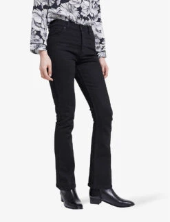 THE KOOPLES Bootcut High-rise Stretch-denim Jeans -Whistlkes Style R03993443 BLA01 ALT02