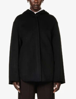 Joseph Simone Hooded Wool-blend Coat -Whistlkes Style R03995777 BLACK ALT02