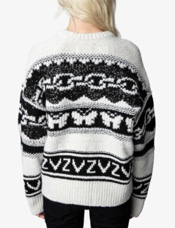 Zadig & Voltaire Kanson Patterned Cashmere Jumper -Whistlkes Style R04000199 SUGAR ALT03