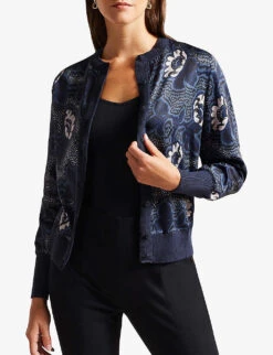 Ted Baker Ryviad Graphic Print Woven Cardigan -Whistlkes Style R04002002 NAVY ALT02
