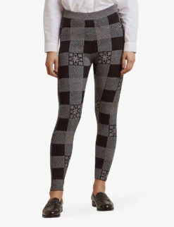 By Malina Dahlia Checked Knitted Leggings -Whistlkes Style R04005519 ICONICPRINTASH ALT02