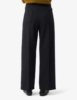Soeur Harry Wide-leg High-rise Woven Trousers -Whistlkes Style R04005611 NAVY ALT02