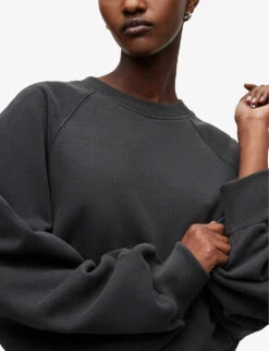 AllSaints Cygni Cut-out Organic-cotton Sweatshirt -Whistlkes Style R04009262 WASHEDBLACK ALT04