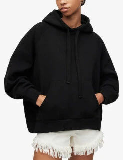 AllSaints Talon Hotfix Embellished Organic-cotton-blend Hoody -Whistlkes Style R04009311 BLACK ALT02