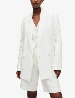 AllSaints Petra Double-breasted Woven Blazer -Whistlkes Style R04009317 OFFWHITE ALT02