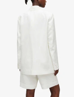 AllSaints Petra Double-breasted Woven Blazer -Whistlkes Style R04009317 OFFWHITE ALT03