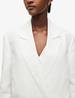 AllSaints Petra Double-breasted Woven Blazer -Whistlkes Style R04009317 OFFWHITE ALT04