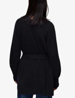 Whistles Belted Wrap Wool Cardigan -Whistlkes Style R04010651 NAVY ALT03