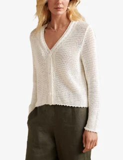 Crochet Cotton Cardigan -Whistlkes Style R04056817 PORCELAIN ALT01