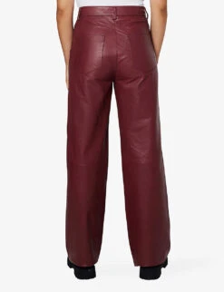 Gellar Straight-leg High-rise Leather Trousers -Whistlkes Style R04061002 MERLOT ALT03