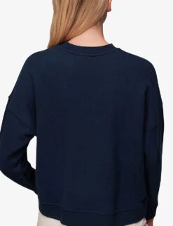 Whistles Slogan-appliqué Cotton-jersey Sweatshirt -Whistlkes Style R04061926 NAVY ALT03